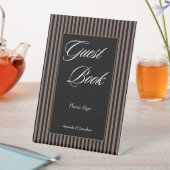 ブラックエレガントとブラウンのストライプゲストブック 台座サイン (インサイチュ)