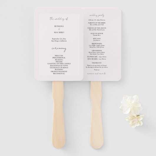 ブラックエレガントと薄紫のミニマル ハンドファン (正面&裏面)