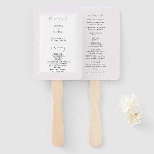 ブラックエレガントと薄紫のミニマル ハンドファン (正面&裏面)