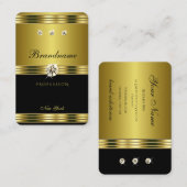 ブラックエレガントと金ゴールドとラグジュアリーなダイヤモンド 名刺 (正面/裏面)