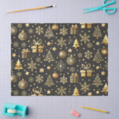 ブラックエレガントと金ゴールドのクリスマスプレゼント 薄葉紙 (クラフト)