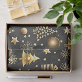 ブラックエレガントと金ゴールドのクリスマスプレゼント 薄葉紙 (ギフト)