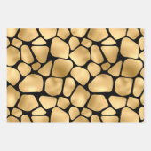 ブラックエレガントと金ゴールドのジラフェス ラッピングペーパーシート (正面)