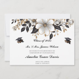 ブラックエレガントと金ゴールドの卒業発表 招待状