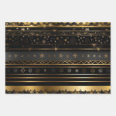 ブラックエレガントと金ゴールドコレクシストライプのョン ラッピングペーパーシート (正面2)