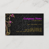 ブラックエレガントと金ゴールドスワールピンクのアクセント 名刺 (裏面)