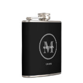 ブラックエレガントなウェディングモノグラム新郎 フラスク (右)