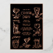 ブラックエレガントなカクテルパーティーの招待状 箔招待状 (正面)