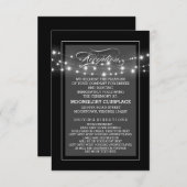 ブラックエレガントなストリングライトのレセプションカード エンクロージャーカード (正面/裏面)