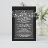 ブラックエレガントなストリングライトのレセプションカード エンクロージャーカード (スタンド正面)