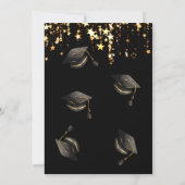 ブラックエレガントなダブルお祝い 卒業パーティー 招待状 (裏面)