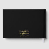 ブラックエレガントな結婚式に輝く黄金の星 ゲストブック (裏面)