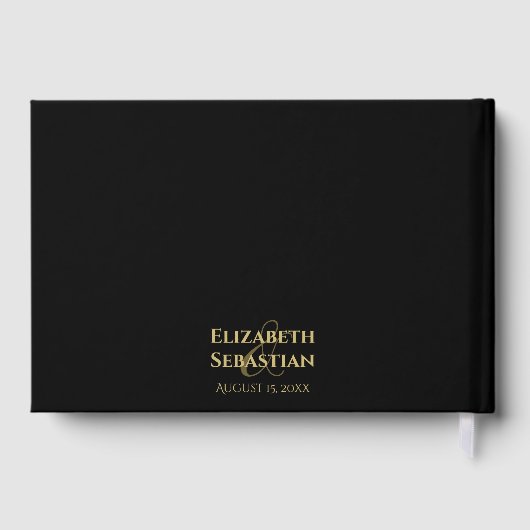 ブラックエレガントな結婚式に輝く黄金の星 ゲストブック (裏面)