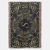 ブラックエレガントのゴールドフォイルのスクロール作業スクリプト スローブランケット (正面縦)