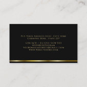 ブラックエレガントのミニマル薄型金ゴールドライン 名刺 (裏面)