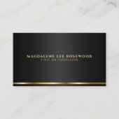 ブラックエレガントのミニマル薄型金ゴールドライン 名刺 (正面)