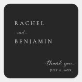 ブラックエレガントのミニマ結婚リストスクリプトありがとう スクエアシール (正面)