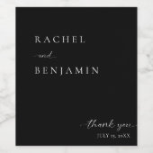 ブラックエレガントのミニマ結婚リストスクリプトありがとう ワインラベル (シングルラベル)