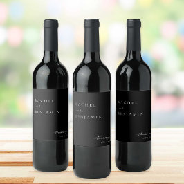 ブラックエレガントのミニマ結婚リストスクリプトありがとう ワインラベル