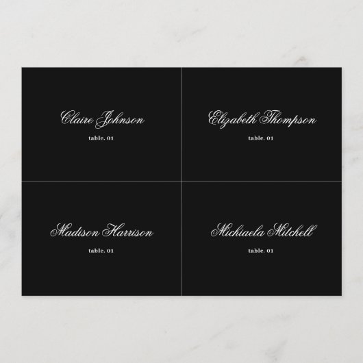 ブラックエレガントの結婚座席表DIY 招待状 (正面)