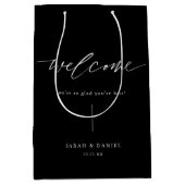 ブラックエレガントの結婚歓迎の恩恵 ミディアムペーパーバッグ (正面)