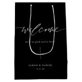 ブラックエレガントの結婚歓迎の恩恵 ミディアムペーパーバッグ (裏面)