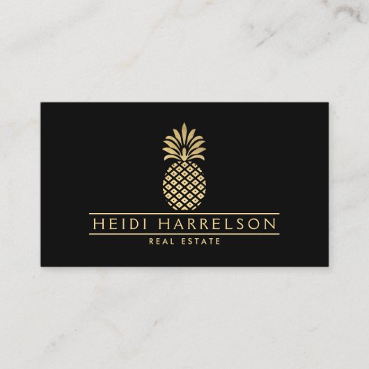 ブラックエレガントのGolden Pineappleロゴ 名刺 (正面)