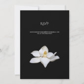 ブラックエレガントのInvの白マグノリア結婚フローラ 招待状 (裏面)