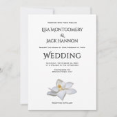 ブラックエレガントのInvの白マグノリア結婚フローラ 招待状 (正面)