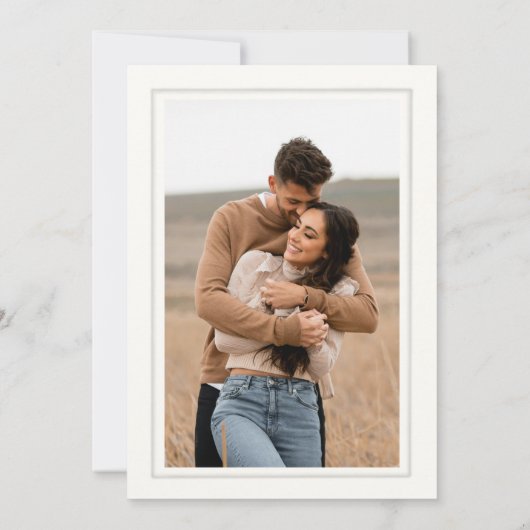 ブラックエレガントアイボリープラテシンプルマークフォトズ結婚ス 招待状 (裏面)