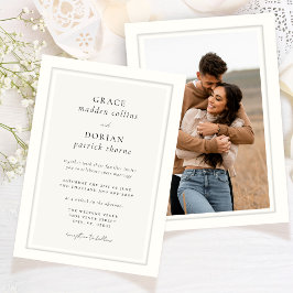ブラックエレガントアイボリープラテシンプルマークフォトズ結婚ス 招待状