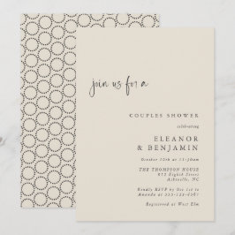 ブラックエレガントアイボリーミッドセンチュリーのカップルモダンシャワー 招待状