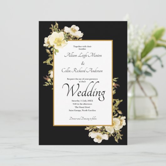 ブラックエレガントアイボリーヴィンテージバララグジュアリー結婚ズ 招待状 (スタンド正面)