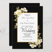 ブラックエレガントアイボリーヴィンテージバララグジュアリー結婚ズ 招待状 (正面/裏面)