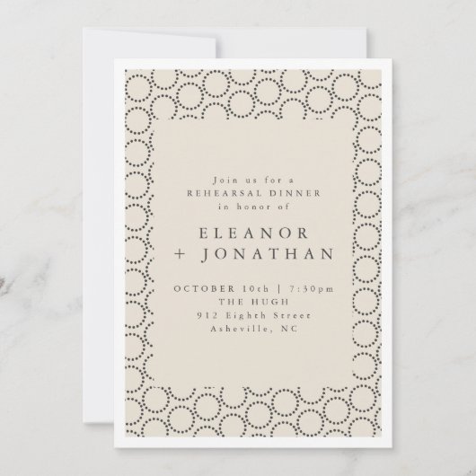 ブラックエレガントアイボリー幾何リハーサルディナー 招待状 (正面)
