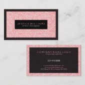 ブラックエレガントアクセント付きピンクグリッター 名刺 (正面/裏面)