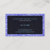 ブラックエレガントアクセント付きブルーフェイクグリッター 名刺 (裏面)