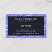 ブラックエレガントアクセント付きブルーフェイクグリッター 名刺 (裏面)