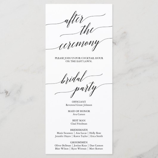 ブラックエレガントアフターセレモニー結婚式 プログラム (裏面)