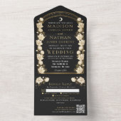 ブラックエレガントアーチアートヌーボーQRコードウェディング オールインワン招待状 (内側)