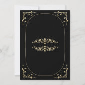 ブラックエレガントアールデコ金ゴールドレトロブライダルシャワー 招待状 (裏面)