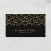 ブラックエレガントイベントのジオメトフェイクリックパターン 名刺 (正面)