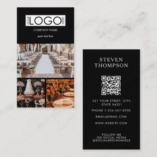 ブラックエレガントイベント計画ビジネス3枚 名刺 (正面/裏面)