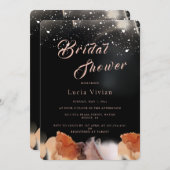 ブラックエレガントオレンジインクミニマルブライダルシャワー 招待状 (正面/裏面)