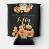 ブラックエレガントオレンジフローラ50th誕生日パーティー 缶クーラー (正面)