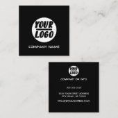 ブラックエレガントカスタムビジネスロゴ、プロフェッショナル スクエア名刺 (正面/裏面)