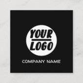 ブラックエレガントカスタムビジネスロゴ、プロフェッショナル スクエア名刺 (正面)