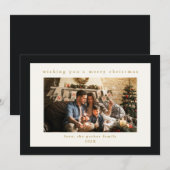 ブラックエレガントカスタムフォトクリスマスホリデーカード シーズンカード (正面/裏面)