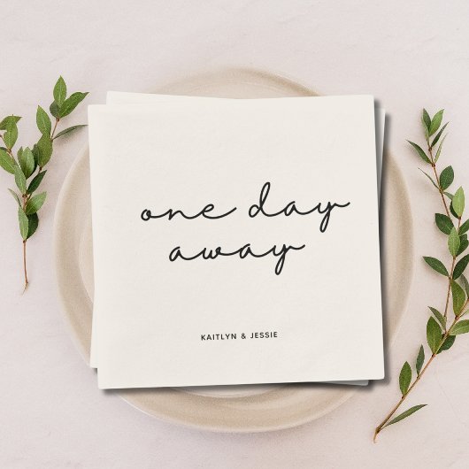 ブラックエレガントカスタムリハーサルディナーデイ遠くに1日 スタンダードカクテルナプキン