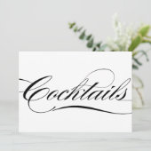 ブラックエレガントカリグラフィーコックテールズウェディングサイン 招待状 (スタンド正面)